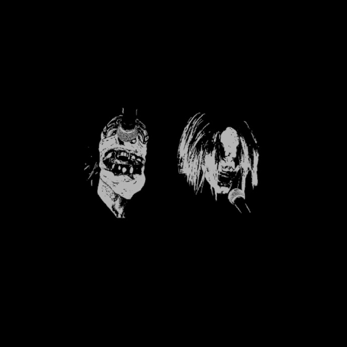 1234 EP cover: two black-and-white clown faces against a black background